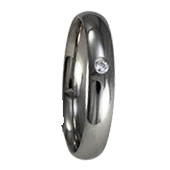 Aliança de aço para namoro - 4 mm - com pedra