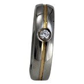 Aliança de aço para namoro - 5 mm - com pedra