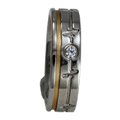 Aliança de aço para namoro - 6 mm - com pedra