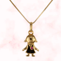 Corrente folheada com pingente de filhos - menina