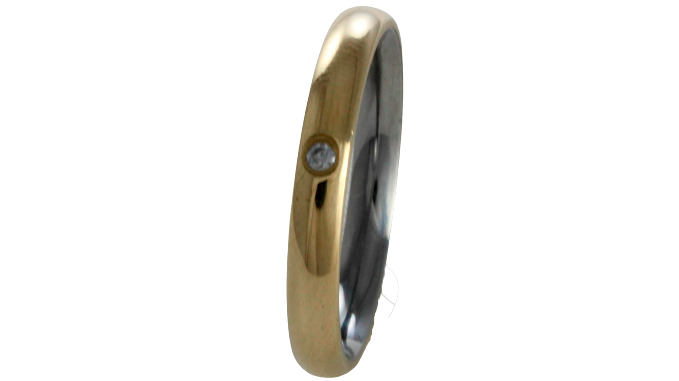 Aliança para noivado ou casamento de moeda 3 mm - com pedra