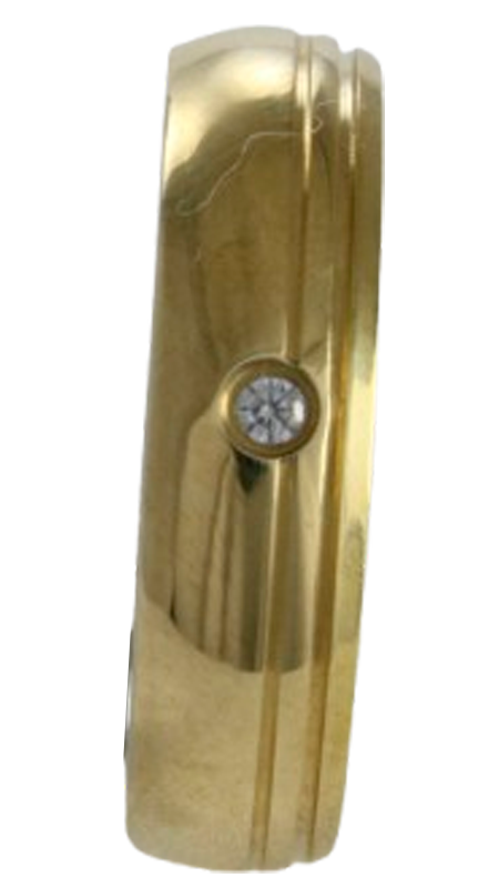 Aliança para noivado ou casamento de moeda - 6 mm - com pedra - redonda