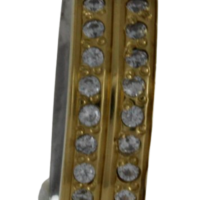 Aliança para noivado ou casamento de moeda - 6 mm - com pedras
