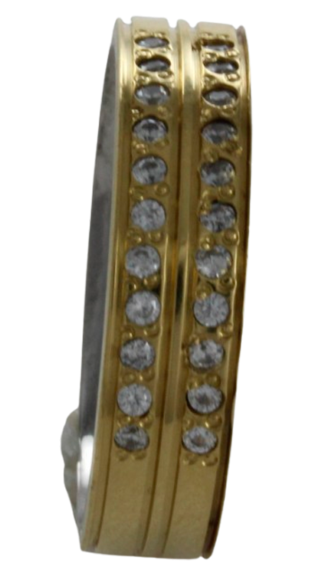 Aliança para noivado ou casamento de moeda - 6 mm - com pedras
