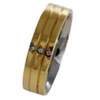 Aliança para noivado ou casamento de moeda - 6 mm - com pedra