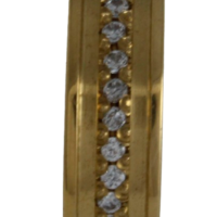 Aliança para noivado ou casamento de moeda - 6 mm - reta - com pedra
