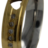 Aliança para noivado ou casamento - 6 mm - com coração e pedra