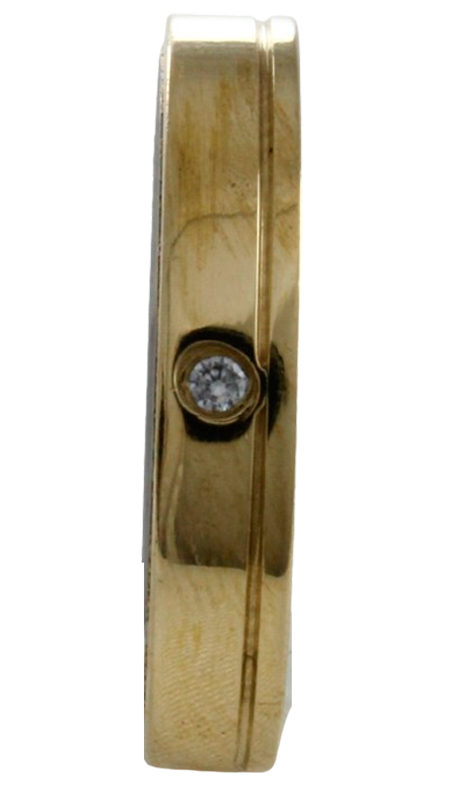 Aliança para noivado ou casamento de moeda - 4 mm - com pedra