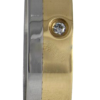 Aliança para noivado ou casamento de moeda - 6 mm - reta - com pedra