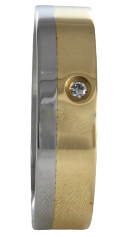 Aliança para noivado ou casamento de moeda - 6 mm - reta - com pedra