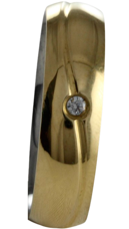 Aliança para noivado ou casamento de moeda - 6 mm - com pedra