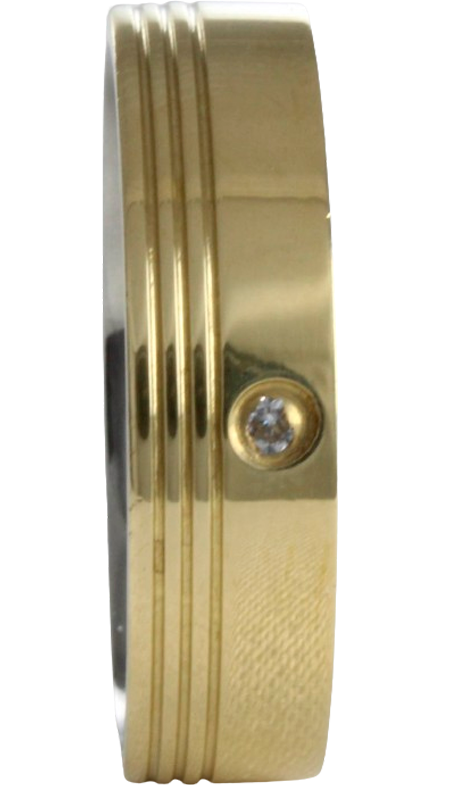 Aliança para noivado ou casamento de moeda - 6 mm - com pedra - reta