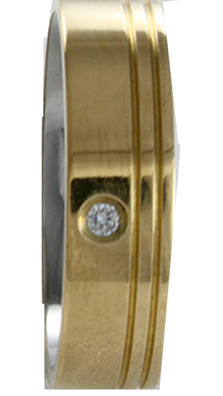 Aliança para noivado ou casamento de moeda - 6 mm - com pedra