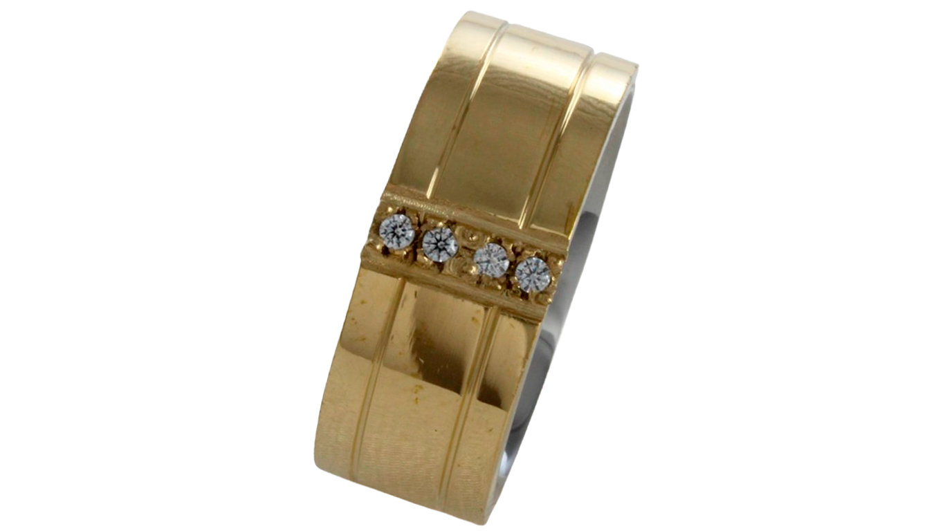 Aliança para noivado ou casamento de moeda - 8 mm - com pedras