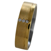Aliança para noivado ou casamento de moeda - 6 mm - com pedras