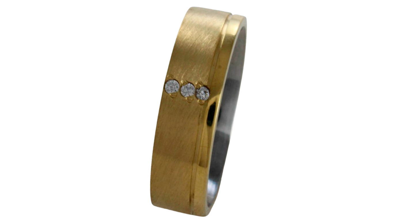 Aliança para noivado ou casamento de moeda - 6 mm - com pedras