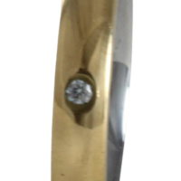 Aliança para noivado ou casamento de moeda - 4 mm - redonda - com pedra