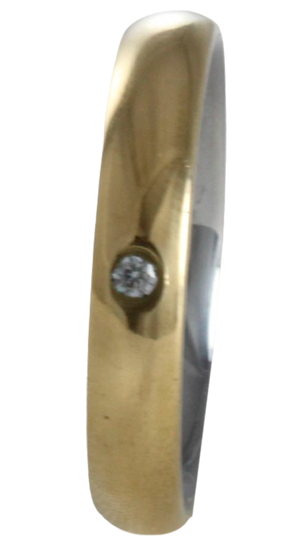 Aliança para noivado ou casamento de moeda - 4 mm - redonda - com pedra