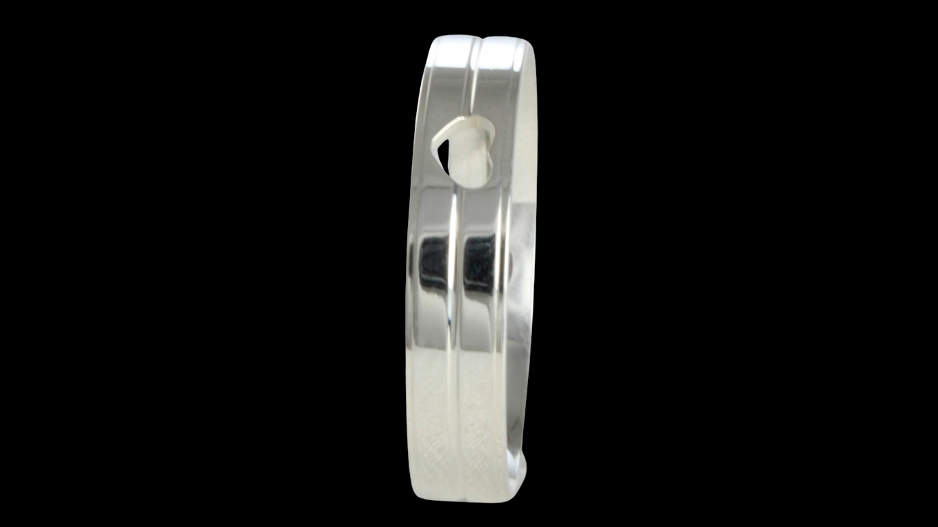 Aliança de prata 925 para namoro - 4 mm - com coração vazado