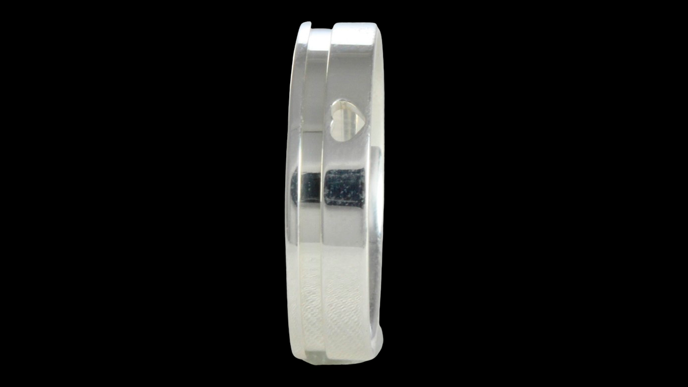 Aliança de prata 925 para namoro - 5 mm - com coração vazado