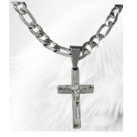 Corrente de aço masculina 55 cm com pingente de crucifixo