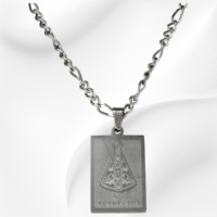 Corrente de aço masculina 50 cm - pingente placa