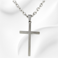 Corrente de aço 60 cm masculina - pingente cruz