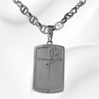 Corrente de aço masculina 55 cm - pingente placa