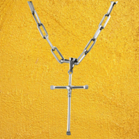 Corrente aço masculina 50 cm com cruz