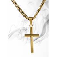 Corrente de aço masculina 70 cm - pingente cruz