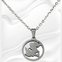 Corrente de aço masculina 60cm com pingente de São Jorge