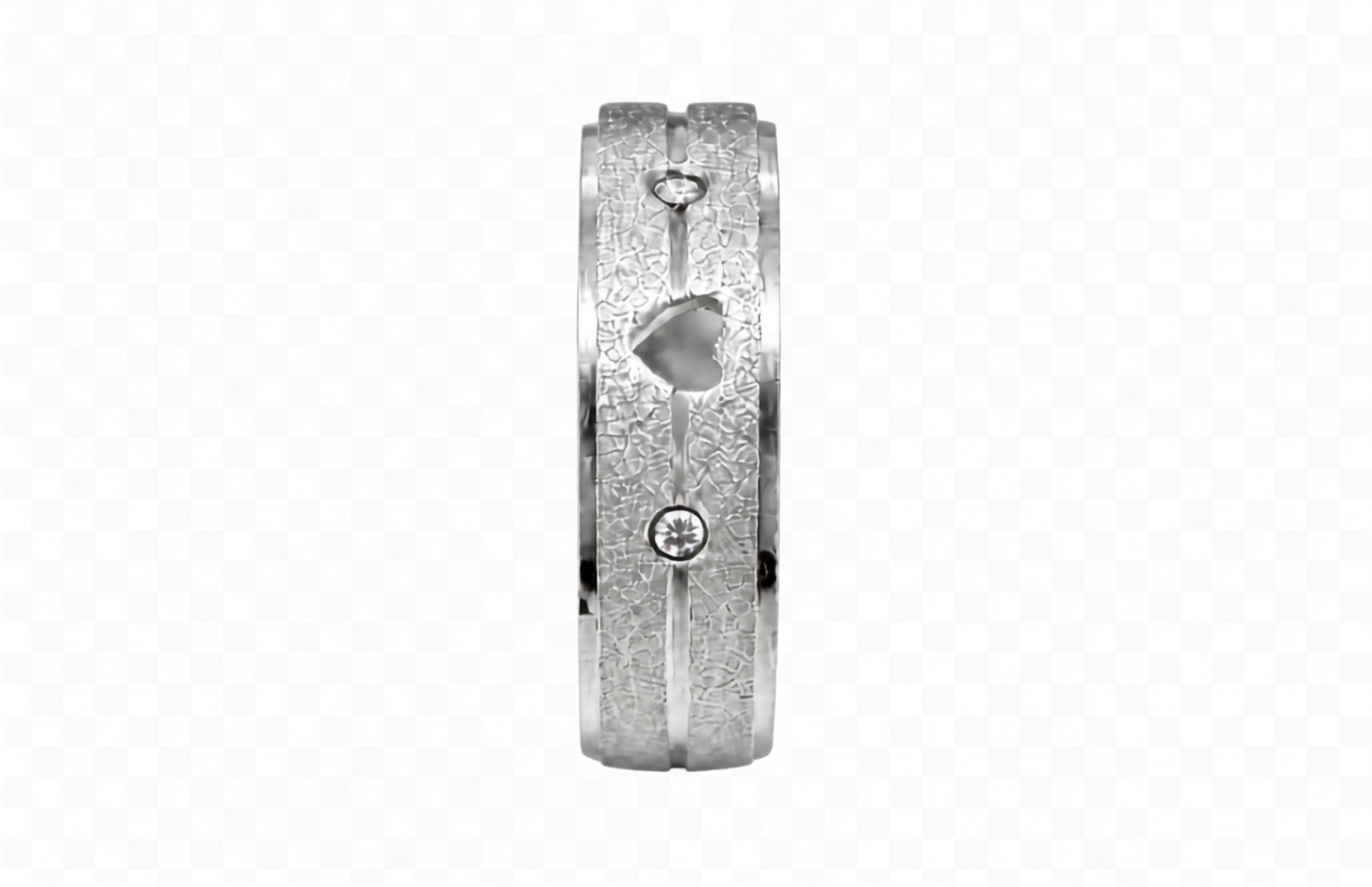 Aliança de prata 925 - 6 mm - com coração e pedras