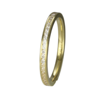 Aliança folheada para noivado ou casamento 2 mm com pedras de zircônia